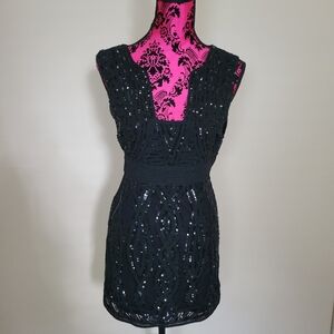 Free People Snake Charmer Black Sequin Mini Cocktail Dress
